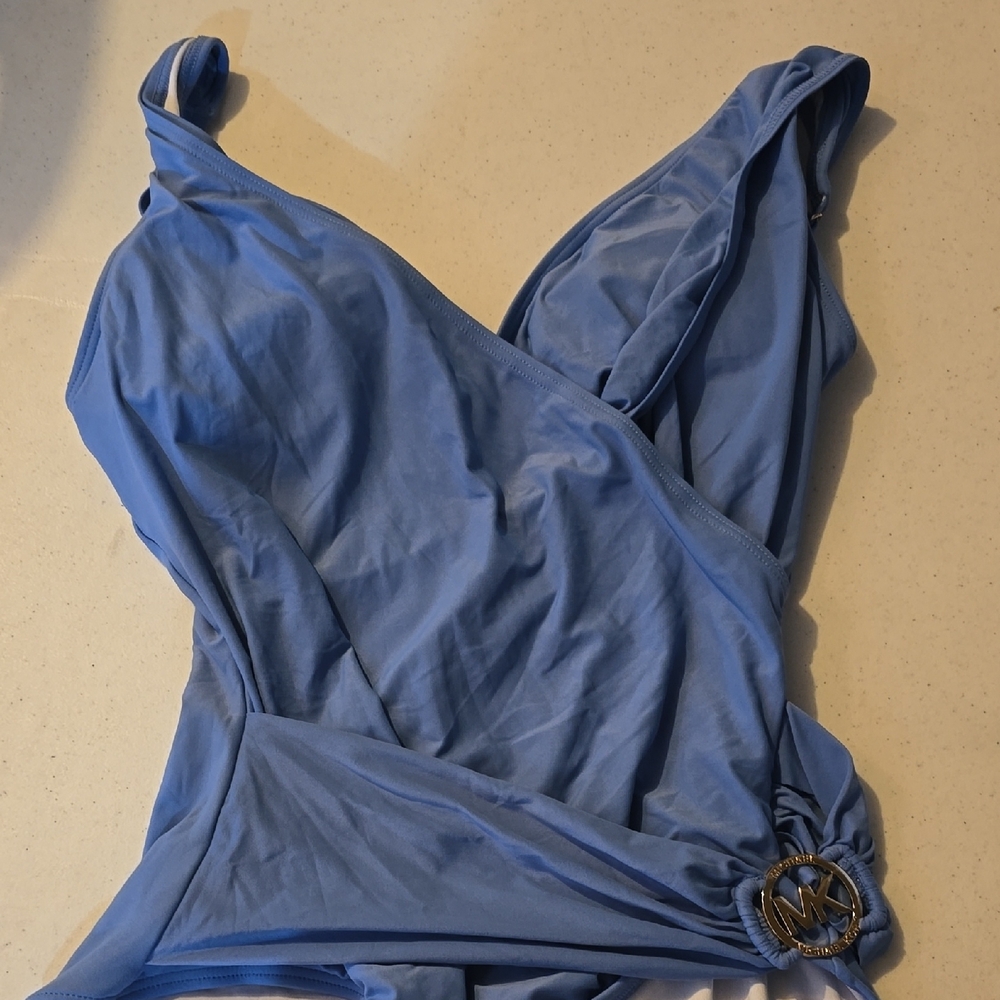 Michael Kors Blue One-Piece Swimsuit with Wrap Design